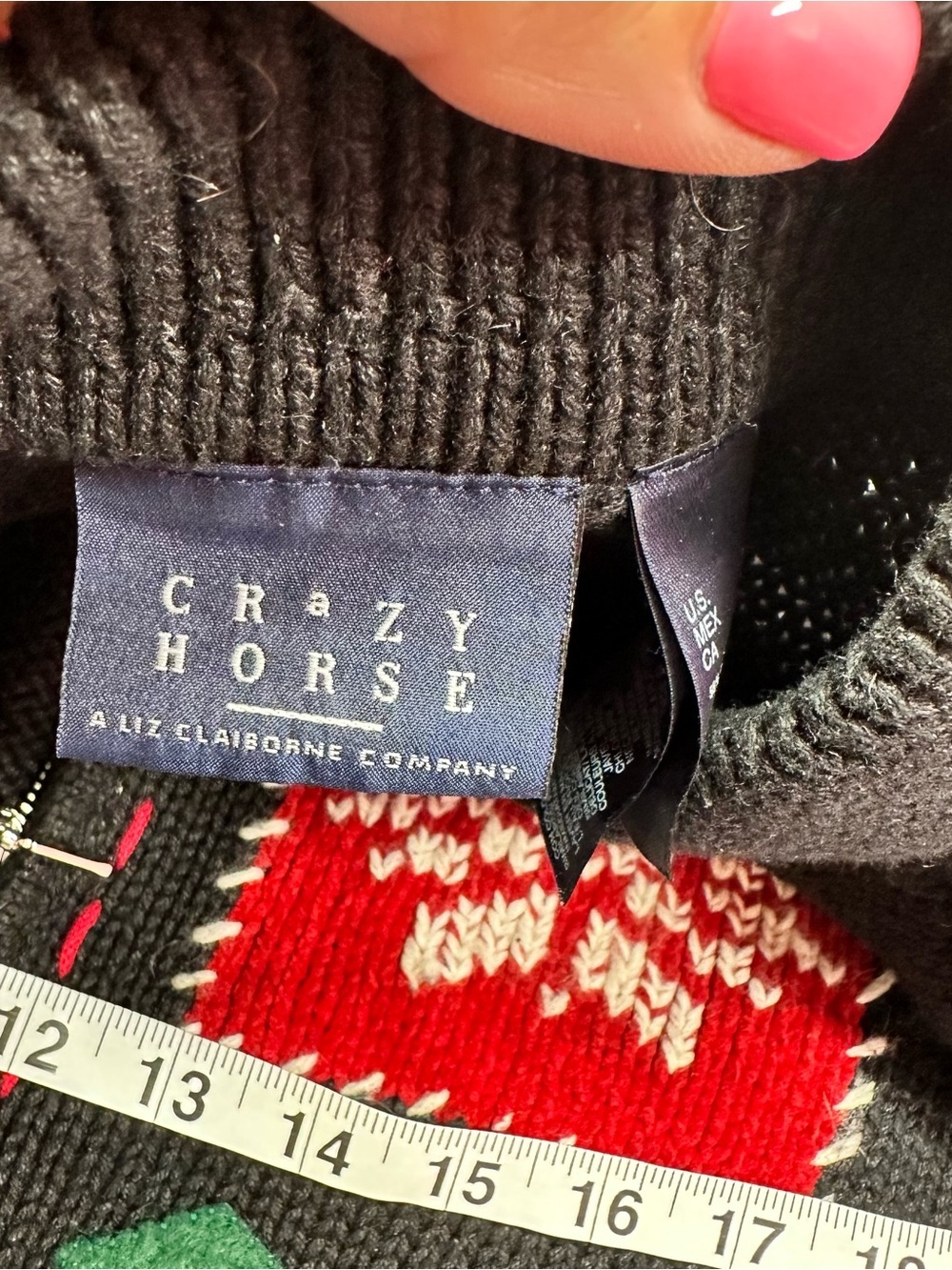 vtg crazy house liz claiborne christmas Zip-Front Cardigan Sweater women XL - Picture 6 of 10